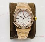 JF Factory Copy Audemars Piguet Ladies Royal Oak Watch Rose Gold White Dial Diamomd set